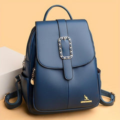 Metal Decor Flap Backpack Large Capacity Daypack