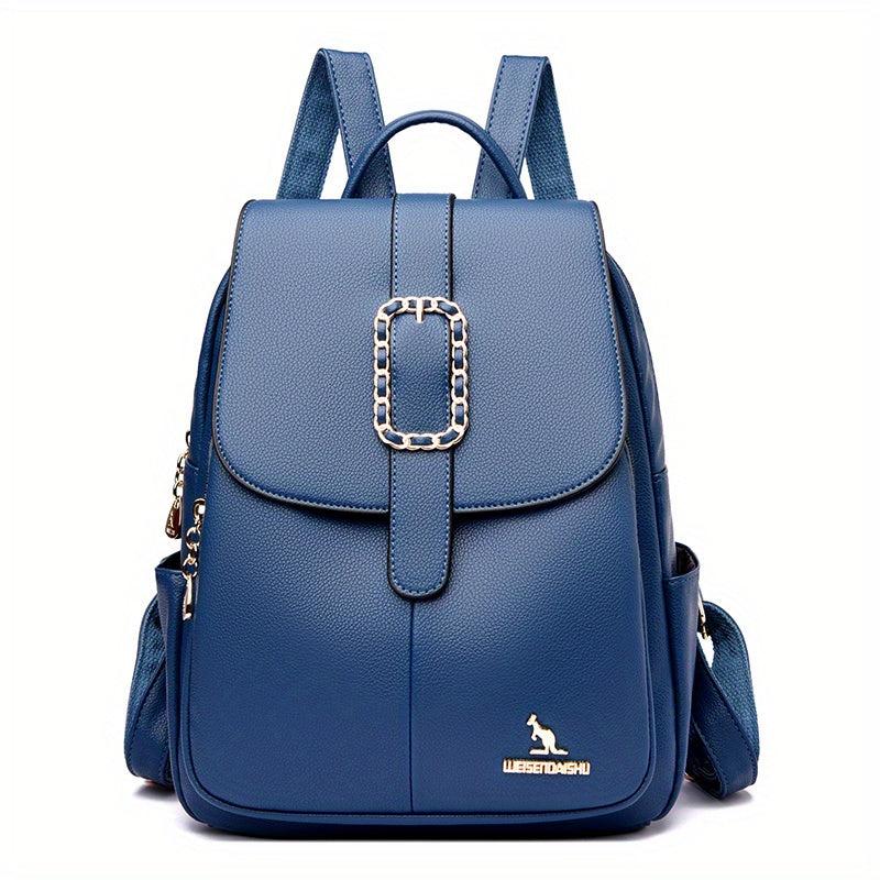 Metal Decor Flap Backpack Large Capacity Daypack