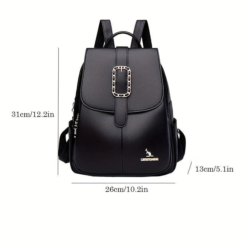Metal Decor Flap Backpack Large Capacity Daypack