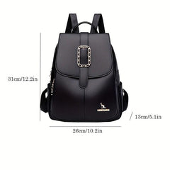 Metal Decor Flap Backpack Large Capacity Daypack