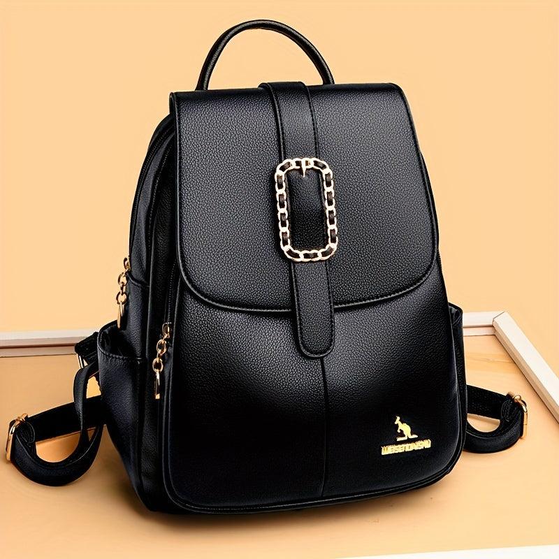 Metal Decor Flap Backpack Large Capacity Daypack