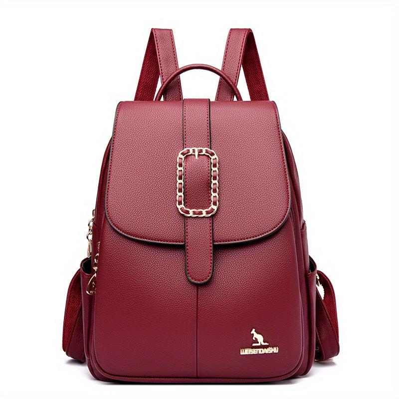 Metal Decor Flap Backpack Large Capacity Daypack