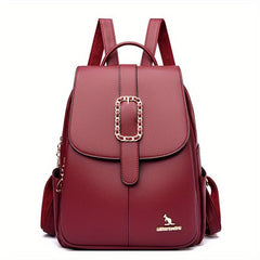 Metal Decor Flap Backpack Large Capacity Daypack