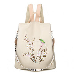 Floral Embroidery Backpack Women's Anti-Theft Shoulder Bag