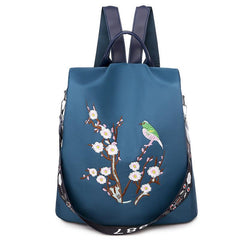 Floral Embroidery Backpack Women's Anti-Theft Shoulder Bag