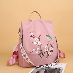 Floral Embroidery Backpack Women's Anti-Theft Shoulder Bag