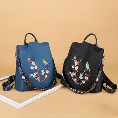Floral Embroidery Backpack Women's Anti-Theft Shoulder Bag