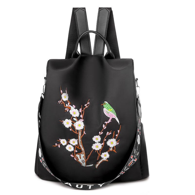 Floral Embroidery Backpack Women's Anti-Theft Shoulder Bag