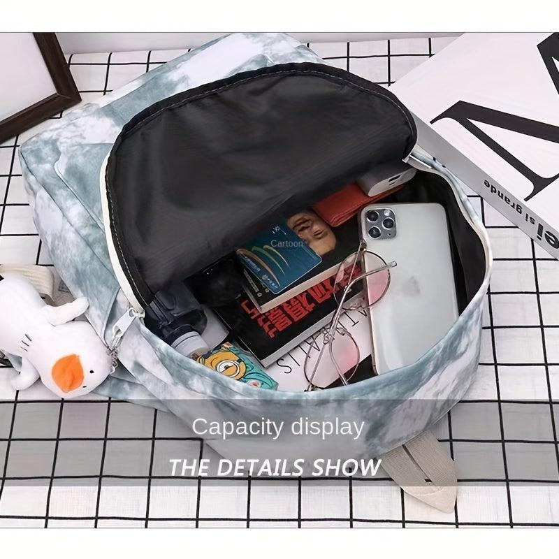 Tie Dye Backpack Zipper Storage Rucksack Women's Bag For School