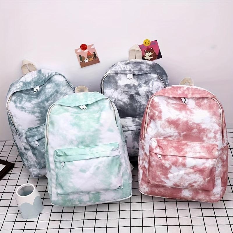 Tie Dye Backpack Zipper Storage Rucksack Women's Bag For School