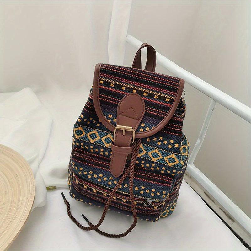 Vintage Ethnic Pattern Backpack Classic Travel Storage Daypack Women's