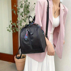 Zipper Front Small Backpack Love Belt Decor School Bag Women's PU Leather