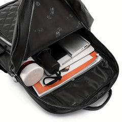 Solid Argyle Pattern Large Capacity Backpack