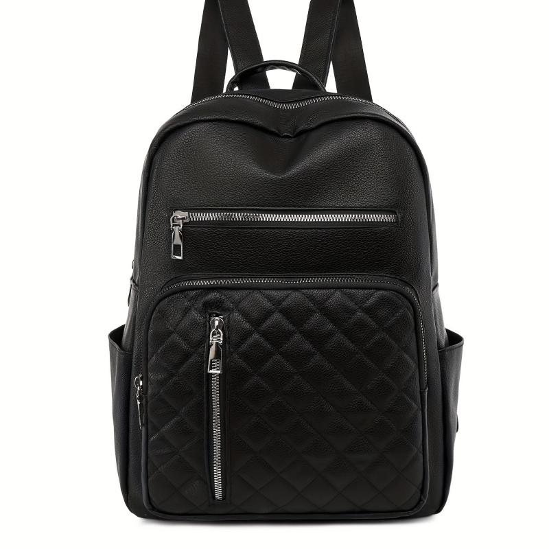 Solid Argyle Pattern Large Capacity Backpack