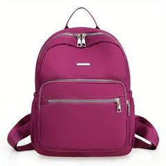 Casual Solid Backpack Zipper Travel Bag Classic Daypack