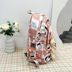 Cartoon Pattern Backpack Zipper Bear Decor Daypack
