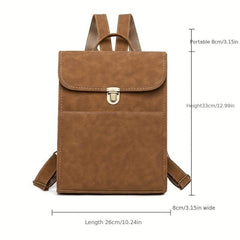Vintage Solid Backpack Flap Storage School Bag Women's Classic Preppy Backpack