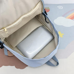Large Capacity Solid Nylon Backpack with Pendant