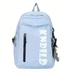 Large Capacity Solid Nylon Backpack with Pendant