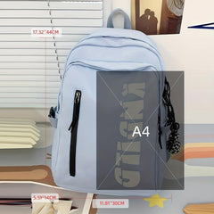 Large Capacity Solid Nylon Backpack with Pendant
