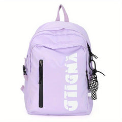 Large Capacity Solid Nylon Backpack with Pendant
