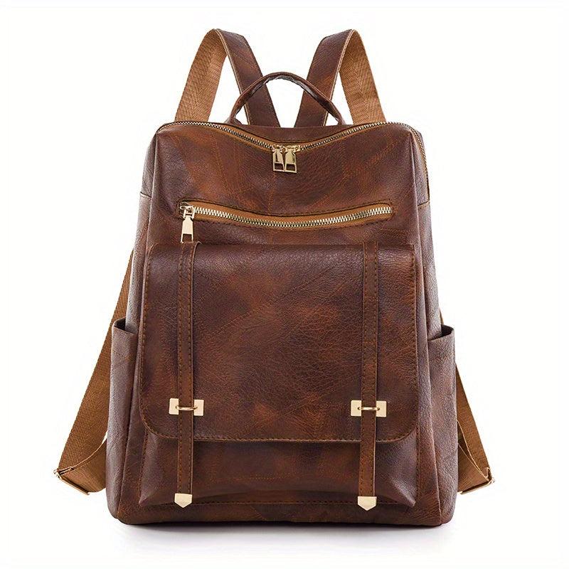 Vintage PU Leather Backpack School Bag Casual Daypack