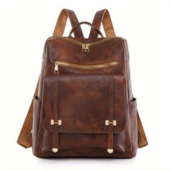 Vintage PU Leather Backpack School Bag Casual Daypack