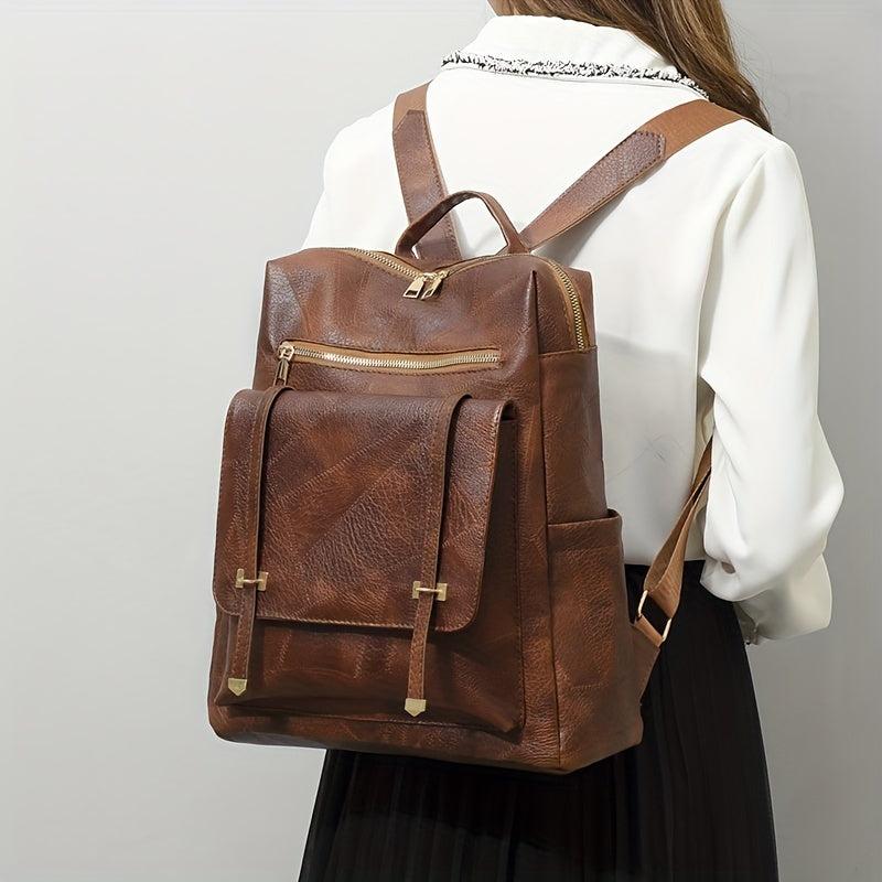 Vintage PU Leather Backpack School Bag Casual Daypack