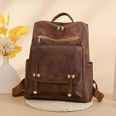 Vintage PU Leather Backpack School Bag Casual Daypack