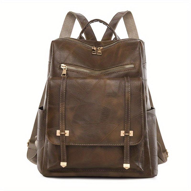 Vintage PU Leather Backpack School Bag Casual Daypack