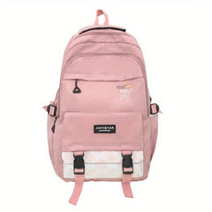 Nylon Laptop Backpack Contrast Schoolbag Large Capacity Travel Rucksack