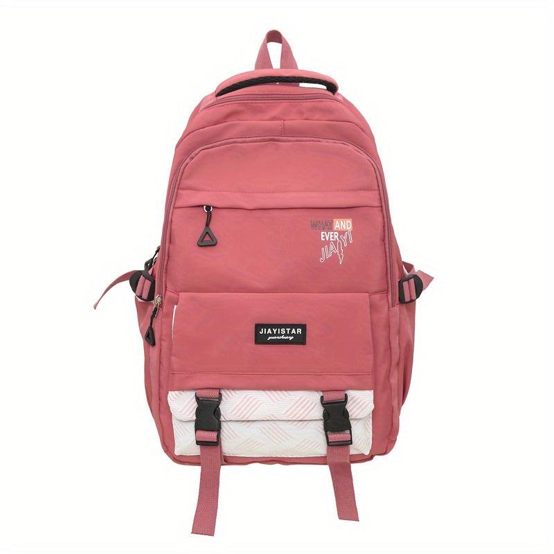 Nylon Laptop Backpack Contrast Schoolbag Large Capacity Travel Rucksack