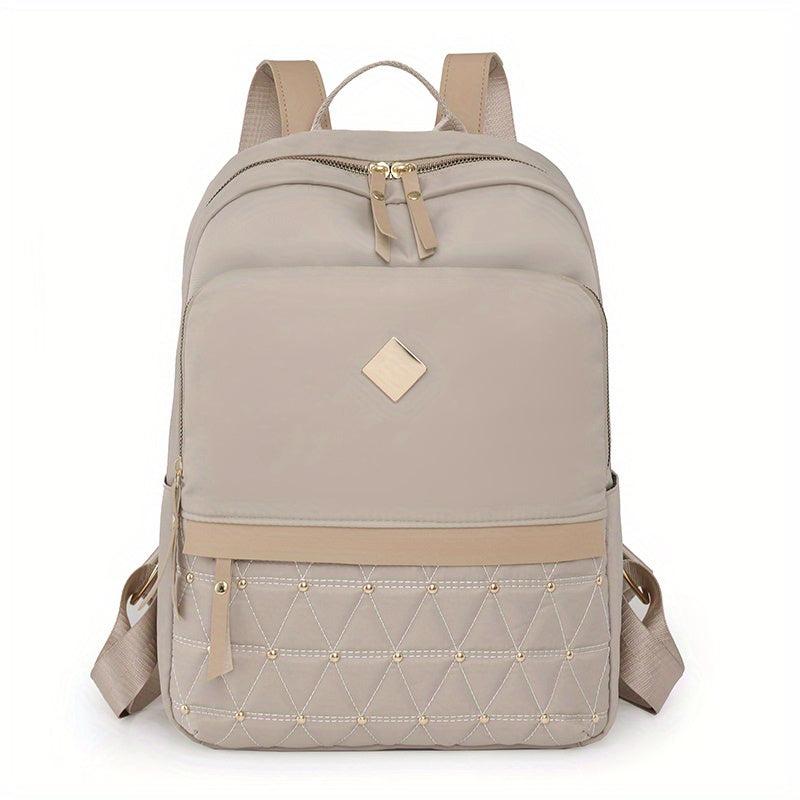 Rhinestone Quilted Backpack Large Solid Waterproof Travel Bag