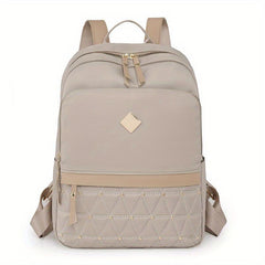 Rhinestone Quilted Backpack Large Solid Waterproof Travel Bag