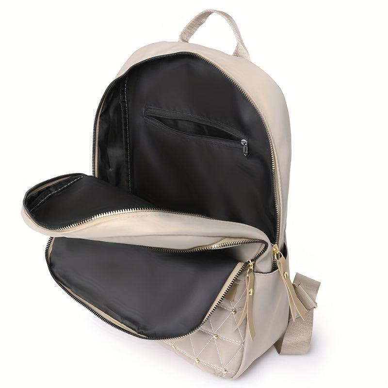 Rhinestone Quilted Backpack Large Solid Waterproof Travel Bag