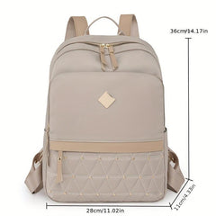 Rhinestone Quilted Backpack Large Solid Waterproof Travel Bag