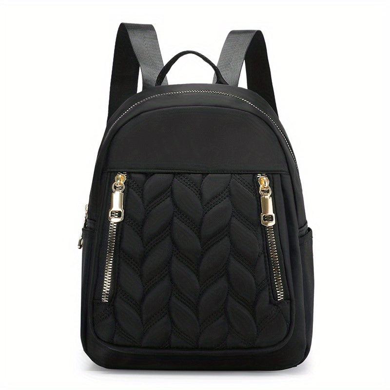 Chevron Quilted Backpack Purse Zipper Daypack Casual Preppy Bag