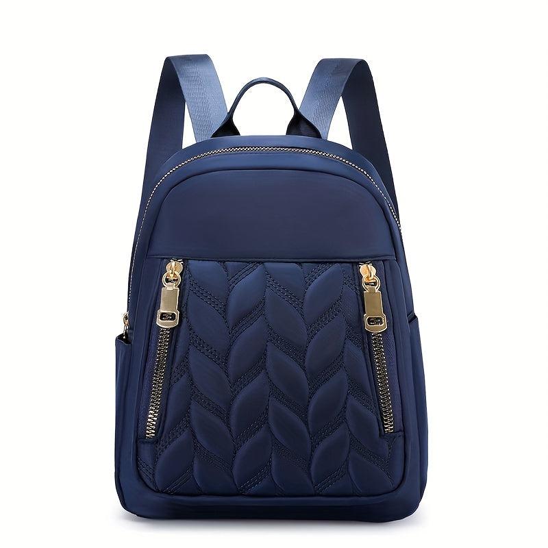 Chevron Quilted Backpack Purse Zipper Daypack Casual Preppy Bag