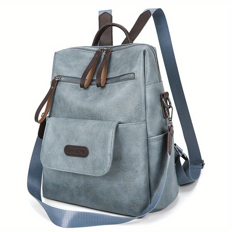 Vintage Backpack Purse PU Leather Shoulder Bag Women's Anti theft Travel Bookbag