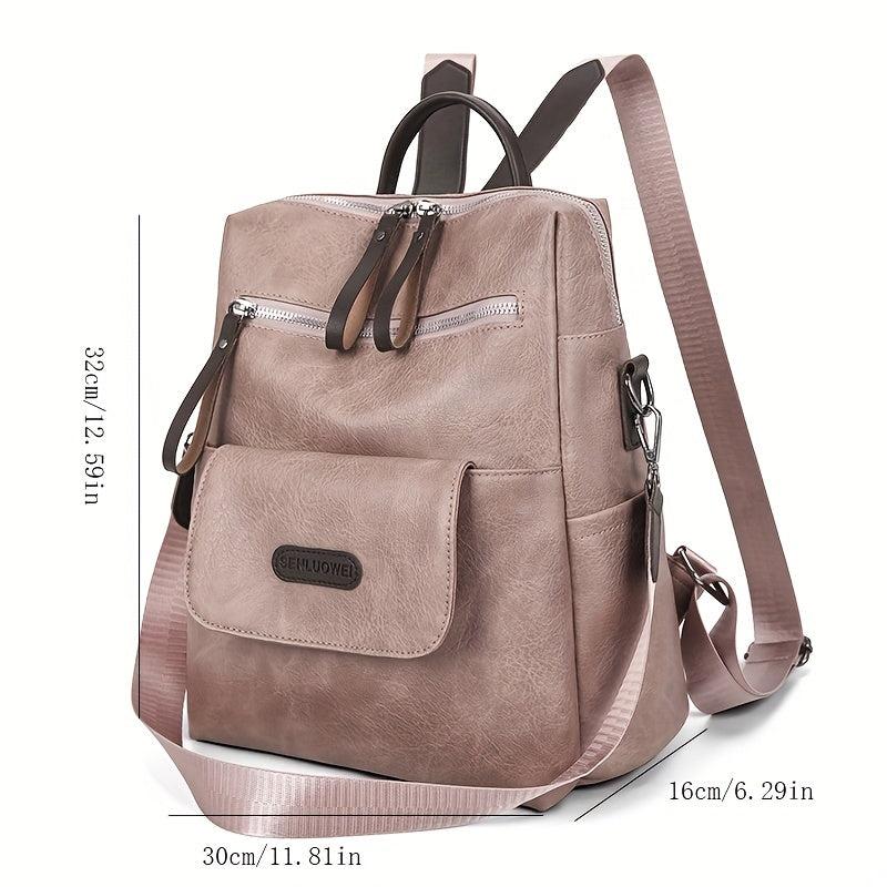Vintage Backpack Purse PU Leather Shoulder Bag Women's Anti theft Travel Bookbag