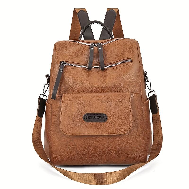 Vintage Backpack Purse PU Leather Shoulder Bag Women's Anti theft Travel Bookbag