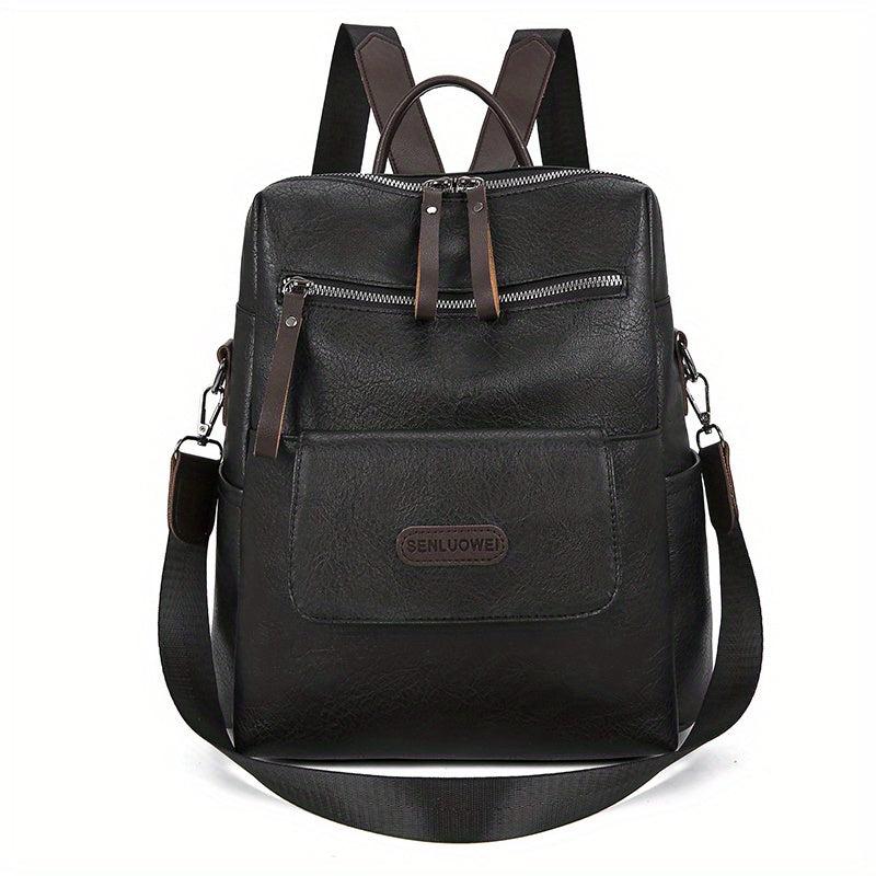 Vintage Backpack Purse PU Leather Shoulder Bag Women's Anti theft Travel Bookbag