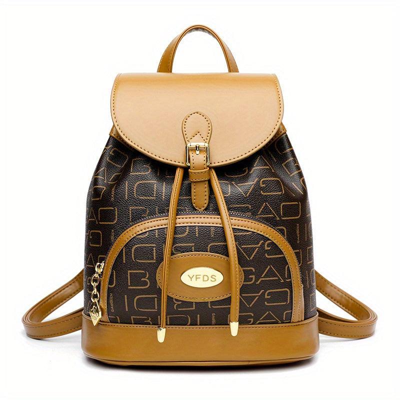 Large Capacity Drawstring Backpack PU Leather Lightweight School Backpack