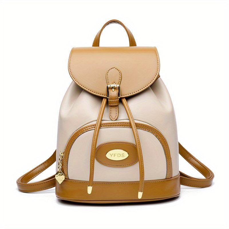 Large Capacity Drawstring Backpack PU Leather Lightweight School Backpack