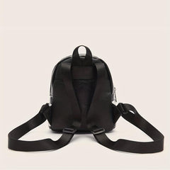 Checkered Backpack For Women Mini Faux Leather Daypack Plaid Pattern