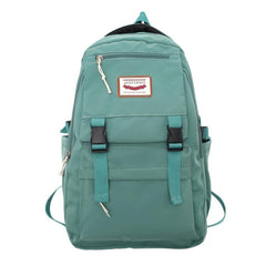 Letter Patch Decor Backpack Zipper Bookbag Schoolbag Student