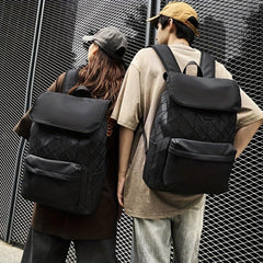 Solid Geometric Pattern Backpack All Match Versatile Preppy School Bag