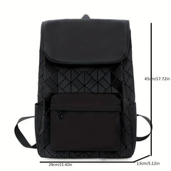 Solid Geometric Pattern Backpack All Match Versatile Preppy School Bag