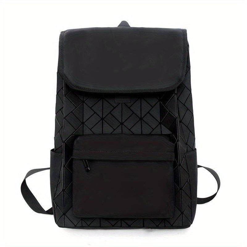 Solid Geometric Pattern Backpack All Match Versatile Preppy School Bag