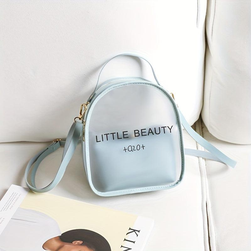 Clear Backpack Set with Letter Graphic Schoolbag and Crossbody Purse